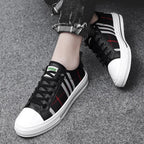 Summer Canvas Mens Breathable Vulcanize Sneakers Light Men Casual Walking Shoe Non-slip Fashionable Sports Shoes Mens Workout Lightweight White Flat Sneakers Stevvex