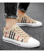 Summer Canvas Mens Breathable Vulcanize Sneakers Light Men Casual Walking Shoe Non-slip Fashionable Sports Shoes Mens Workout Lightweight White Flat Sneakers Stevvex