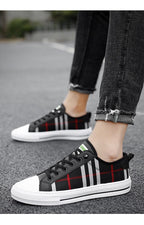 Summer Canvas Mens Breathable Vulcanize Sneakers Light Men Casual Walking Shoe Non-slip Fashionable Sports Shoes Mens Workout Lightweight White Flat Sneakers Stevvex
