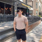 Summer Casual Man New Fashion Polo T Shirt Men Gyms Fitness Modern Short Sleeve T-Shirt Male Bodybuilding Workout Polo Tees Tops Clothes Men's Muscle T-Shirt Plus Size Short Sleeve Polo Shirt Casual Tops Summer Tee Shirts Slim Fit Workout Shirts