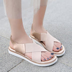 Summer Comfy Slip On Women Sandals Elastic Textile Sandals Casual Beach Shoes For Woman Classics Non-slip Lightweight Flat Sandals Fashion Sandals Ankle Strap Flat Sandals Stevvex