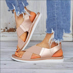 Summer Comfy Slip On Women Sandals Elastic Textile Sandals Casual Beach Shoes For Woman Classics Non-slip Lightweight Flat Sandals Fashion Sandals Ankle Strap Flat Sandals Stevvex