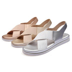 Summer Comfy Slip On Women Sandals Elastic Textile Sandals Casual Beach Shoes For Woman Classics Non-slip Lightweight Flat Sandals Fashion Sandals Ankle Strap Flat Sandals Stevvex