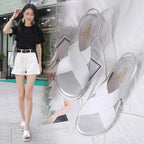 Summer Comfy Slip On Women Sandals Elastic Textile Sandals Casual Beach Shoes For Woman Classics Non-slip Lightweight Flat Sandals Fashion Sandals Ankle Strap Flat Sandals Stevvex