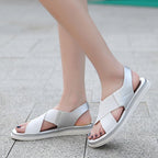Summer Comfy Slip On Women Sandals Elastic Textile Sandals Casual Beach Shoes For Woman Classics Non-slip Lightweight Flat Sandals Fashion Sandals Ankle Strap Flat Sandals Stevvex
