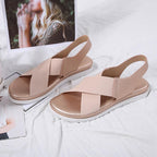 Summer Comfy Slip On Women Sandals Elastic Textile Sandals Casual Beach Shoes For Woman Classics Non-slip Lightweight Flat Sandals Fashion Sandals Ankle Strap Flat Sandals Stevvex