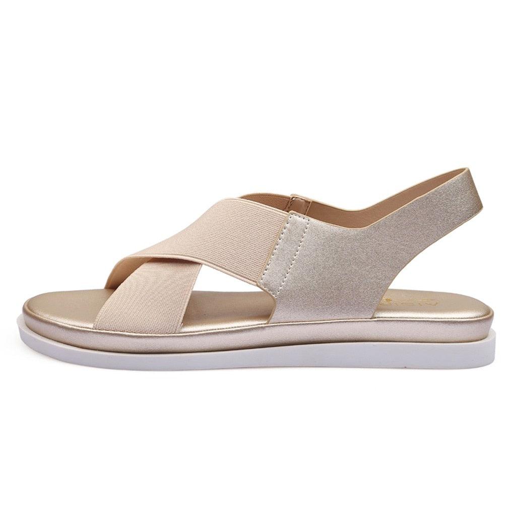 Summer Comfy Slip On Women Sandals Elastic Textile Sandals Casual Beach Shoes For Woman Classics Non-slip Lightweight Flat Sandals Fashion Sandals Ankle Strap Flat Sandals Stevvex