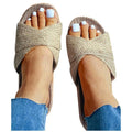 Summer Cross Strap Ladies Flip Flops Women's Summer Footwear Casual Linen Flat Beach Slippers Breathable Linen Men's Sandals Casual Flat Shoes Indoor Slides Unisex Home Slipper Stevvex