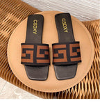 Summer Design Women Slippers Fashion Flat Heels Sildes Shoes Women's Flat Sandals Strap Slide Sandals Open Toe Comfortable Soft Luxury Slide Sandals Simple Cotton Fabric Straps Open Toe Flat Sandal For Womens Stevvex