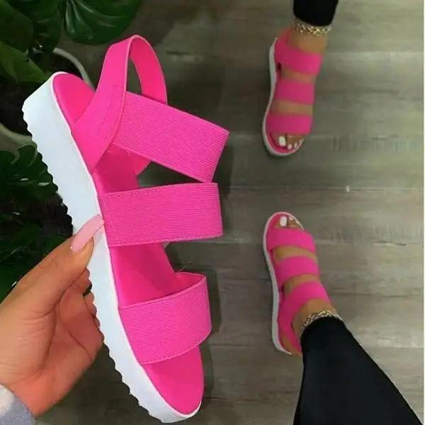 Summer Elastic Womens Sandals Solid Colorful Beach Soft Modern Stylish Women Sandals Stevvex