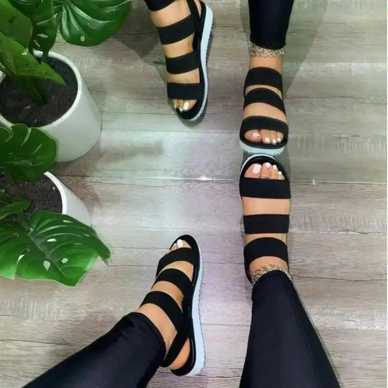 Summer Elastic Womens Sandals Solid Colorful Beach Soft Modern Stylish Women Sandals Stevvex