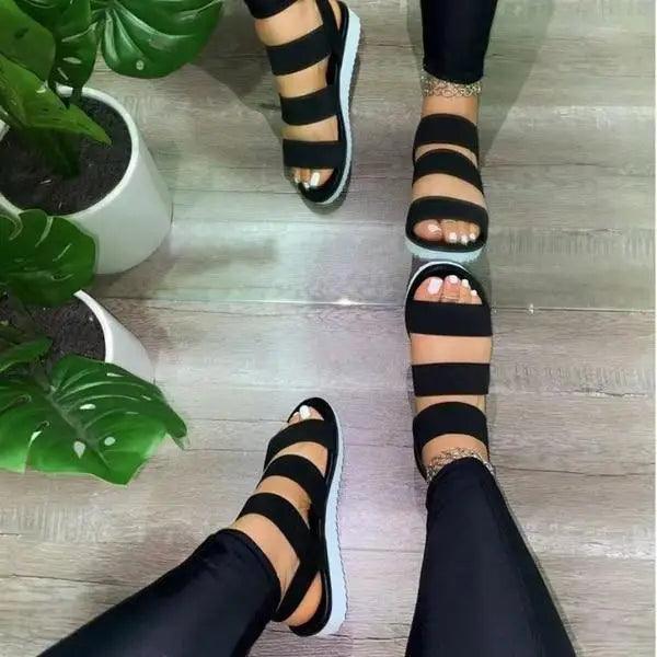 Summer Elastic Womens Sandals Solid Colorful Beach Soft Modern Stylish Women Sandals Stevvex