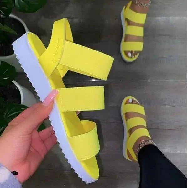 Summer Elastic Womens Sandals Solid Colorful Beach Soft Modern Stylish Women Sandals Stevvex