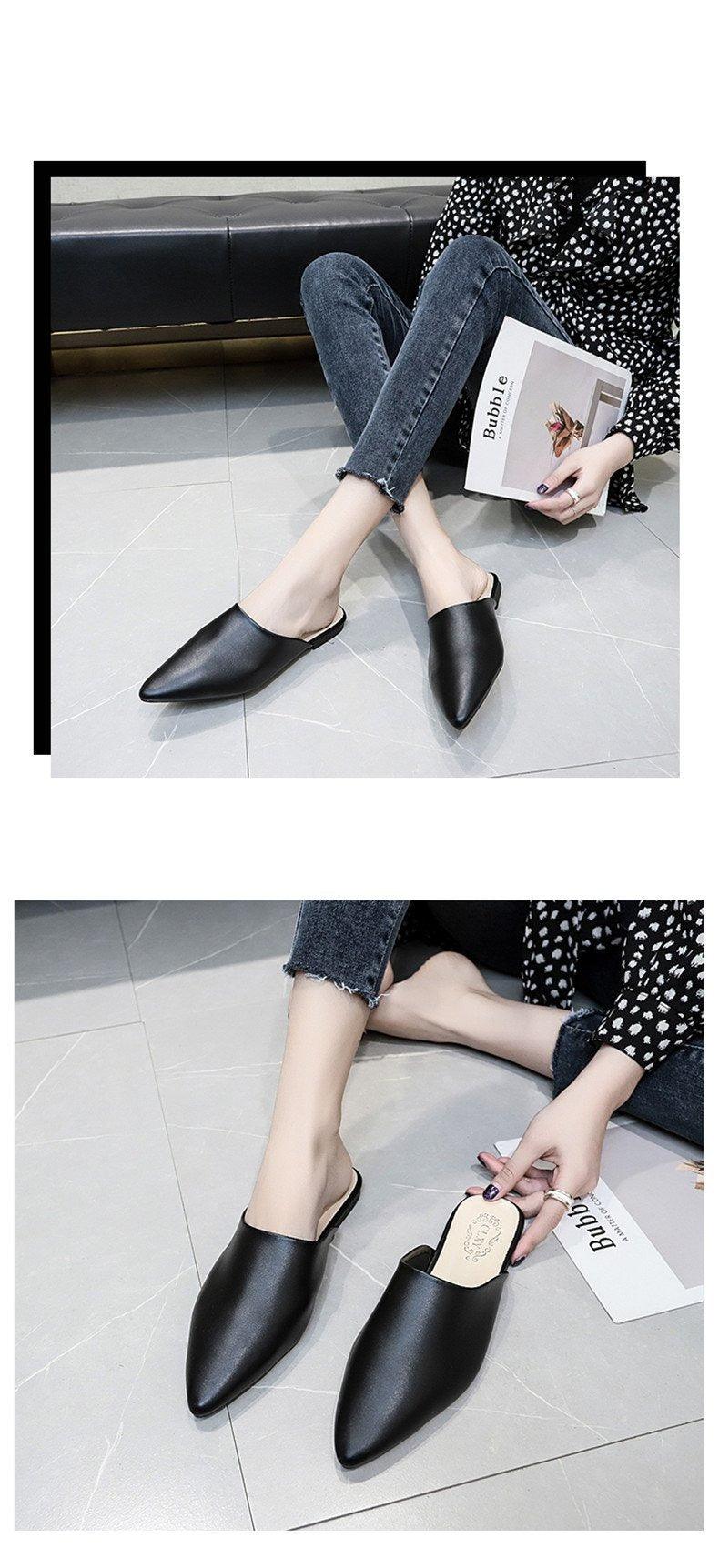 Summer Elegant Ladies Slippers Slip On Square Heel Shoes High Heels Women Pumps Women Flats Elastic Mules Comfortable Slip On Women's Flats Loafers Casual Flat Shoes Stevvex