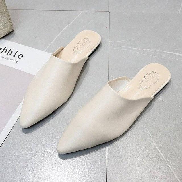 Summer Elegant Ladies Slippers Slip On Square Heel Shoes High Heels Women Pumps Women Flats Elastic Mules Comfortable Slip On Women's Flats Loafers Casual Flat Shoes Stevvex