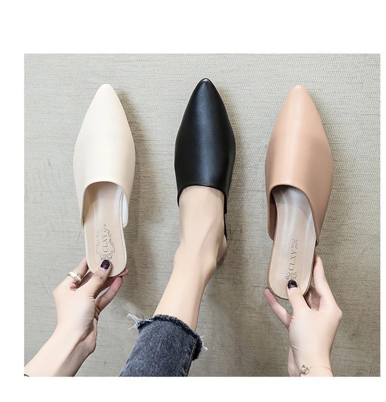 Summer Elegant Ladies Slippers Slip On Square Heel Shoes High Heels Women Pumps Women Flats Elastic Mules Comfortable Slip On Women's Flats Loafers Casual Flat Shoes Stevvex