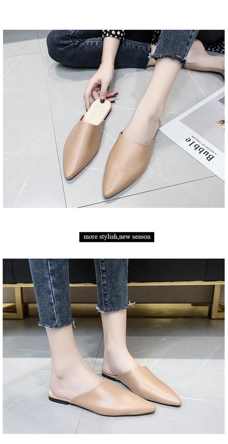 Summer Elegant Ladies Slippers Slip On Square Heel Shoes High Heels Women Pumps Women Flats Elastic Mules Comfortable Slip On Women's Flats Loafers Casual Flat Shoes Stevvex