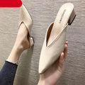 Summer Elegant Ladies Slippers Slip On Square Heel Shoes High Heels Women Pumps Women Flats Elastic Mules Comfortable Slip On Women's Flats Loafers Casual Flat Shoes Stevvex