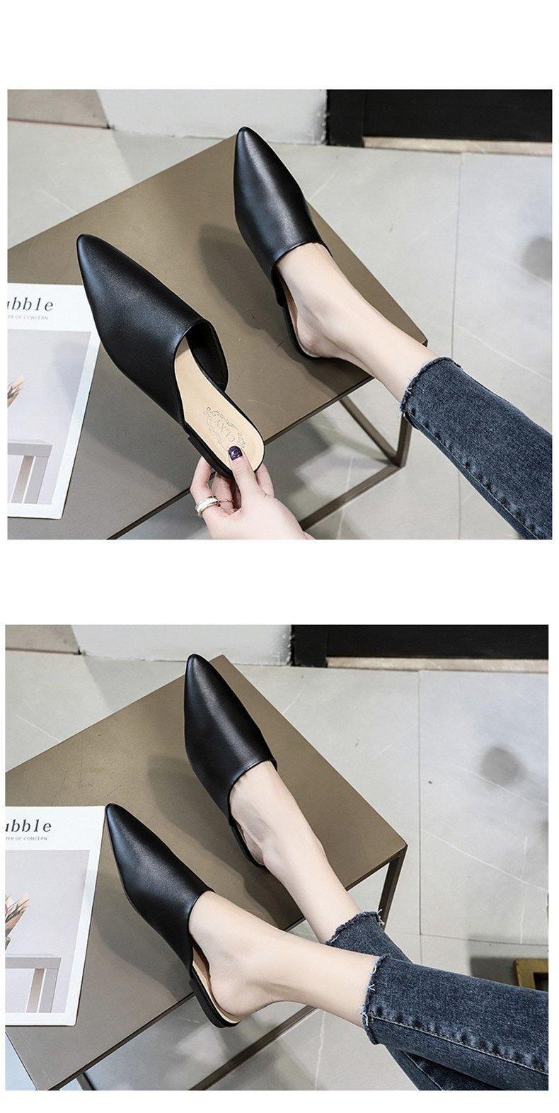 Summer Elegant Ladies Slippers Slip On Square Heel Shoes High Heels Women Pumps Women Flats Elastic Mules Comfortable Slip On Women's Flats Loafers Casual Flat Shoes Stevvex