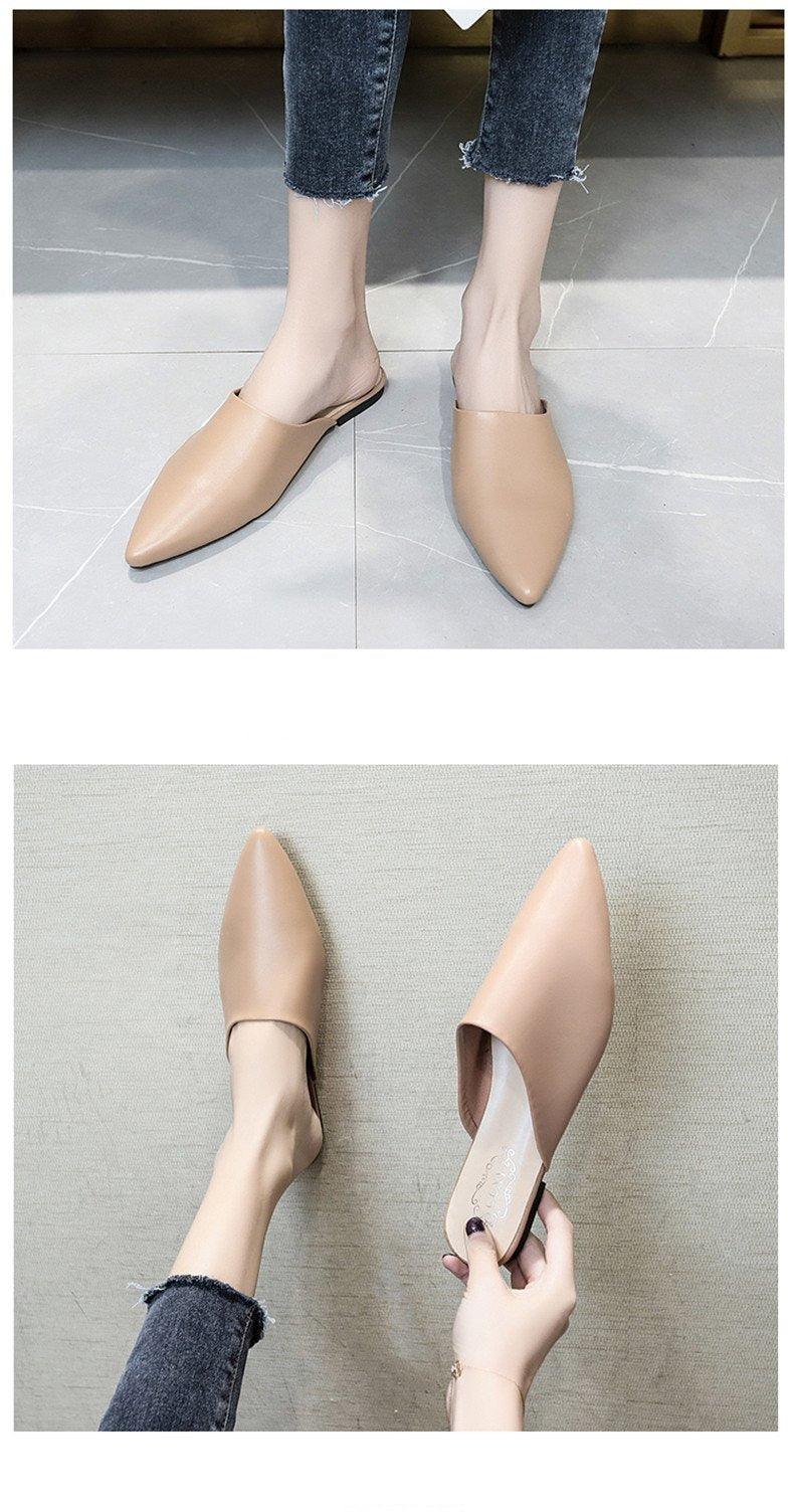 Summer Elegant Ladies Slippers Slip On Square Heel Shoes High Heels Women Pumps Women Flats Elastic Mules Comfortable Slip On Women's Flats Loafers Casual Flat Shoes Stevvex