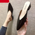Summer Elegant Ladies Slippers Slip On Square Heel Shoes High Heels Women Pumps Women Flats Elastic Mules Comfortable Slip On Women's Flats Loafers Casual Flat Shoes Stevvex