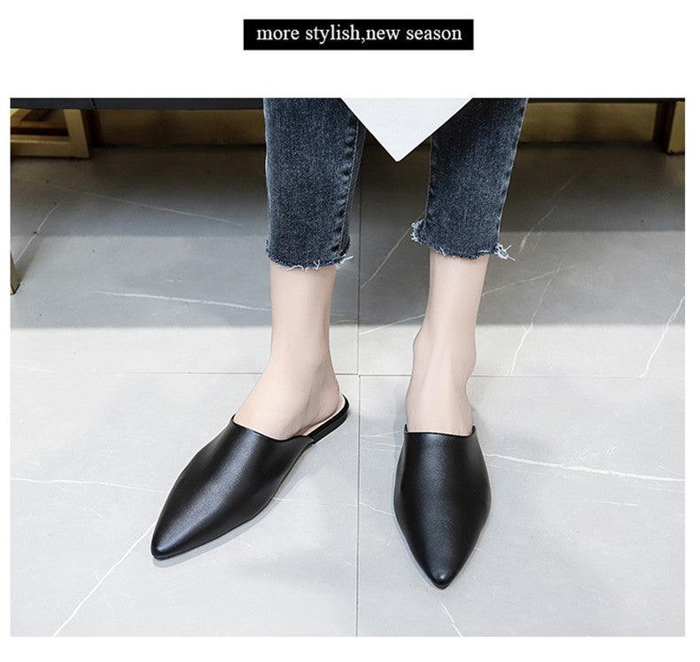 Summer Elegant Ladies Slippers Slip On Square Heel Shoes High Heels Women Pumps Women Flats Elastic Mules Comfortable Slip On Women's Flats Loafers Casual Flat Shoes Stevvex