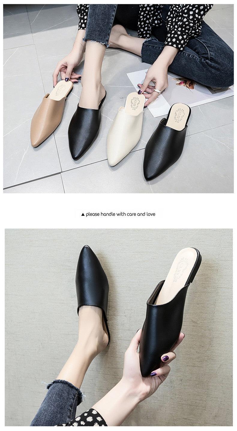 Summer Elegant Ladies Slippers Slip On Square Heel Shoes High Heels Women Pumps Women Flats Elastic Mules Comfortable Slip On Women's Flats Loafers Casual Flat Shoes Stevvex