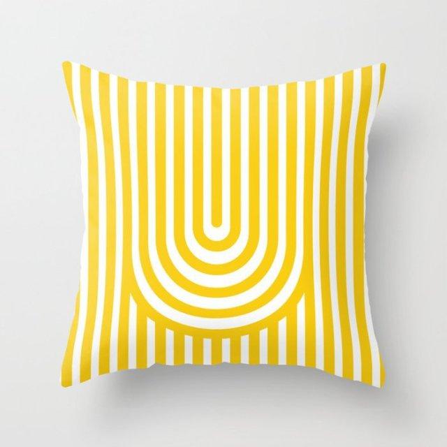 Summer Fashion Fresh Yellow Cute Pillows Case Geometry Yellow Pillow Case Cushion Cover Polyester Pillowcase Floral Cushion Case Modern Decorative Pillows For Bed Sofa Couch 45x45CM Stevvex
