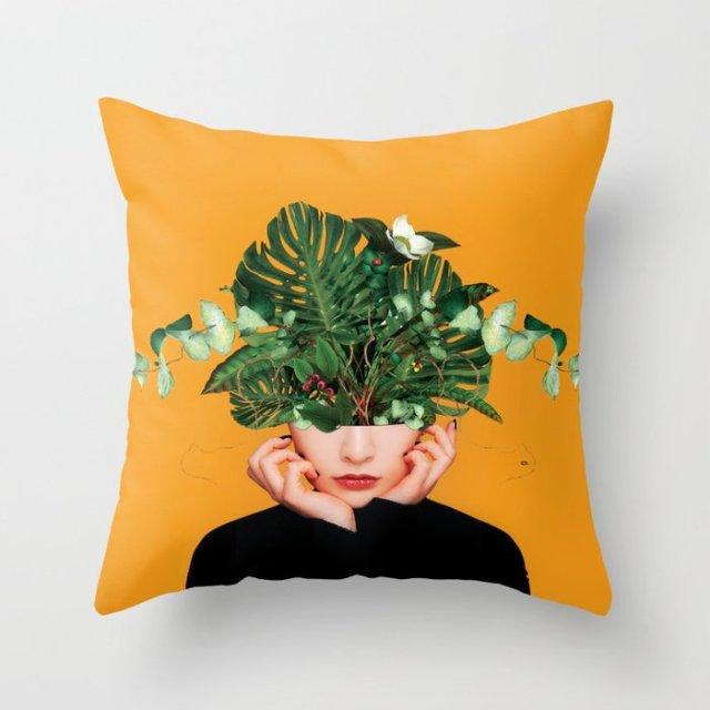 Summer Fashion Fresh Yellow Cute Pillows Case Geometry Yellow Pillow Case Cushion Cover Polyester Pillowcase Floral Cushion Case Modern Decorative Pillows For Bed Sofa Couch 45x45CM Stevvex