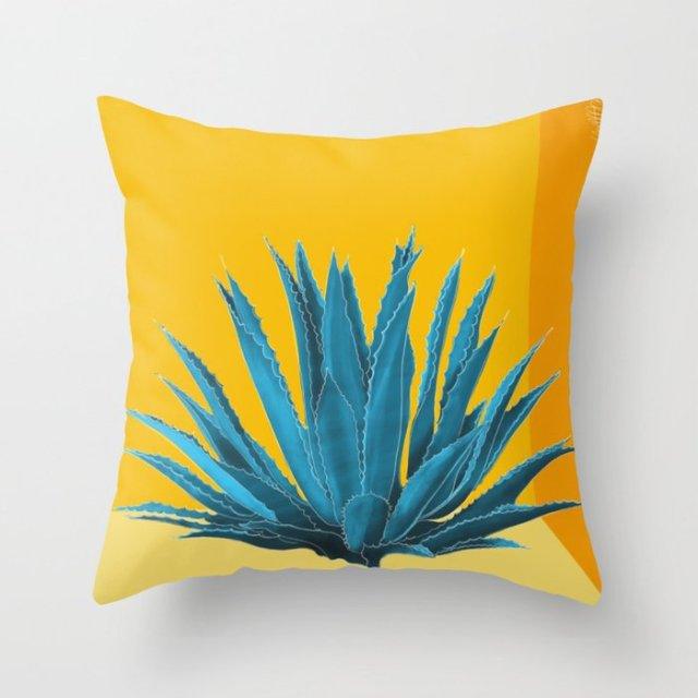 Summer Fashion Fresh Yellow Cute Pillows Case Geometry Yellow Pillow Case Cushion Cover Polyester Pillowcase Floral Cushion Case Modern Decorative Pillows For Bed Sofa Couch 45x45CM Stevvex