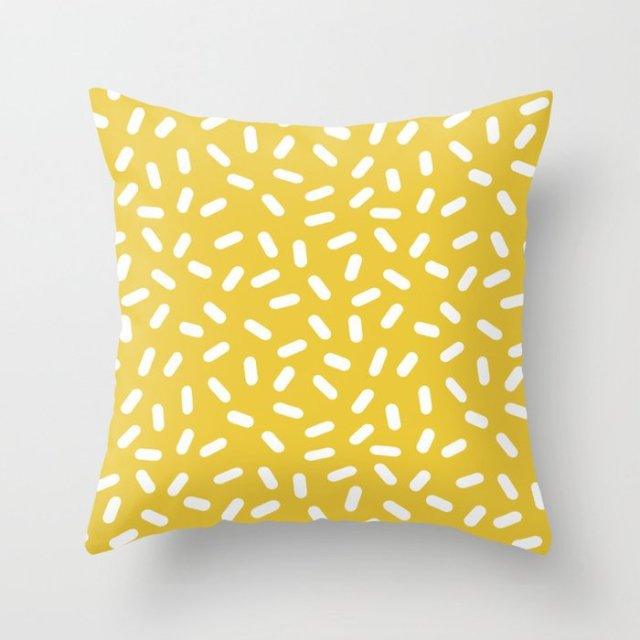 Summer Fashion Fresh Yellow Cute Pillows Case Geometry Yellow Pillow Case Cushion Cover Polyester Pillowcase Floral Cushion Case Modern Decorative Pillows For Bed Sofa Couch 45x45CM Stevvex