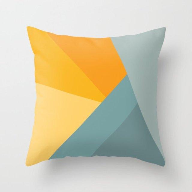 Summer Fashion Fresh Yellow Cute Pillows Case Geometry Yellow Pillow Case Cushion Cover Polyester Pillowcase Floral Cushion Case Modern Decorative Pillows For Bed Sofa Couch 45x45CM Stevvex