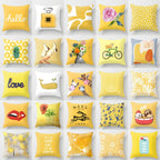 Summer Fashion Fresh Yellow Cute Pillows Case Geometry Yellow Pillow Case Cushion Cover Polyester Pillowcase Floral Cushion Case Modern Decorative Pillows For Bed Sofa Couch 45x45CM Stevvex