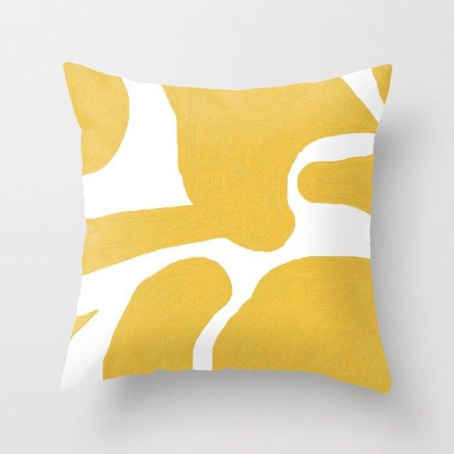 Summer Fashion Fresh Yellow Cute Pillows Case Geometry Yellow Pillow Case Cushion Cover Polyester Pillowcase Floral Cushion Case Modern Decorative Pillows For Bed Sofa Couch 45x45CM Stevvex