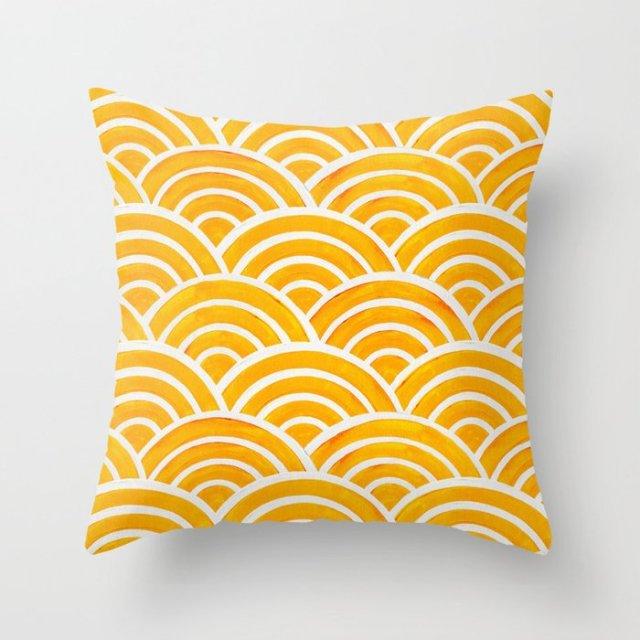 Summer Fashion Fresh Yellow Cute Pillows Case Geometry Yellow Pillow Case Cushion Cover Polyester Pillowcase Floral Cushion Case Modern Decorative Pillows For Bed Sofa Couch 45x45CM Stevvex