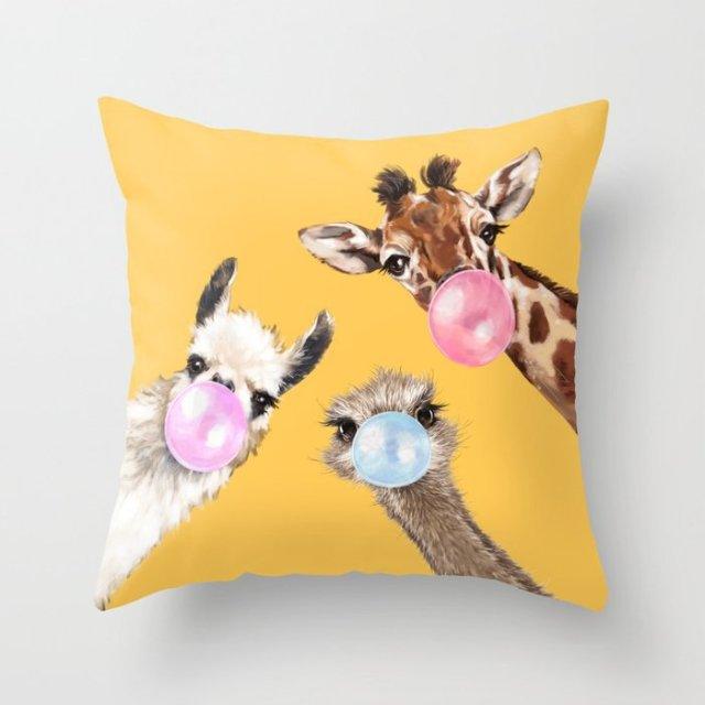Summer Fashion Fresh Yellow Cute Pillows Case Geometry Yellow Pillow Case Cushion Cover Polyester Pillowcase Floral Cushion Case Modern Decorative Pillows For Bed Sofa Couch 45x45CM Stevvex