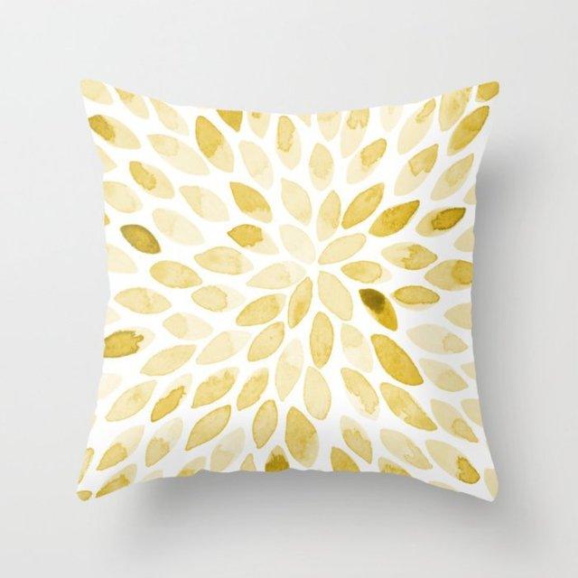 Summer Fashion Fresh Yellow Cute Pillows Case Geometry Yellow Pillow Case Cushion Cover Polyester Pillowcase Floral Cushion Case Modern Decorative Pillows For Bed Sofa Couch 45x45CM Stevvex