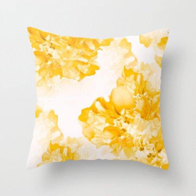 Summer Fashion Fresh Yellow Cute Pillows Case Geometry Yellow Pillow Case Cushion Cover Polyester Pillowcase Floral Cushion Case Modern Decorative Pillows For Bed Sofa Couch 45x45CM Stevvex