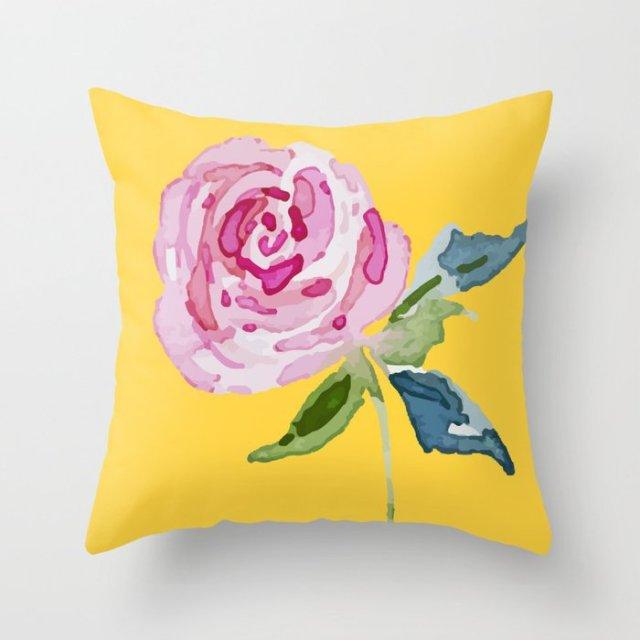 Summer Fashion Fresh Yellow Cute Pillows Case Geometry Yellow Pillow Case Cushion Cover Polyester Pillowcase Floral Cushion Case Modern Decorative Pillows For Bed Sofa Couch 45x45CM Stevvex