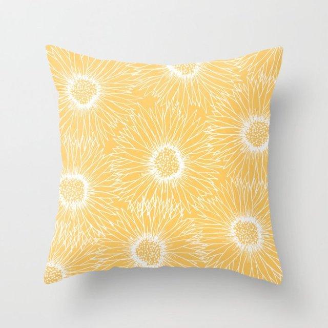Summer Fashion Fresh Yellow Cute Pillows Case Geometry Yellow Pillow Case Cushion Cover Polyester Pillowcase Floral Cushion Case Modern Decorative Pillows For Bed Sofa Couch 45x45CM Stevvex