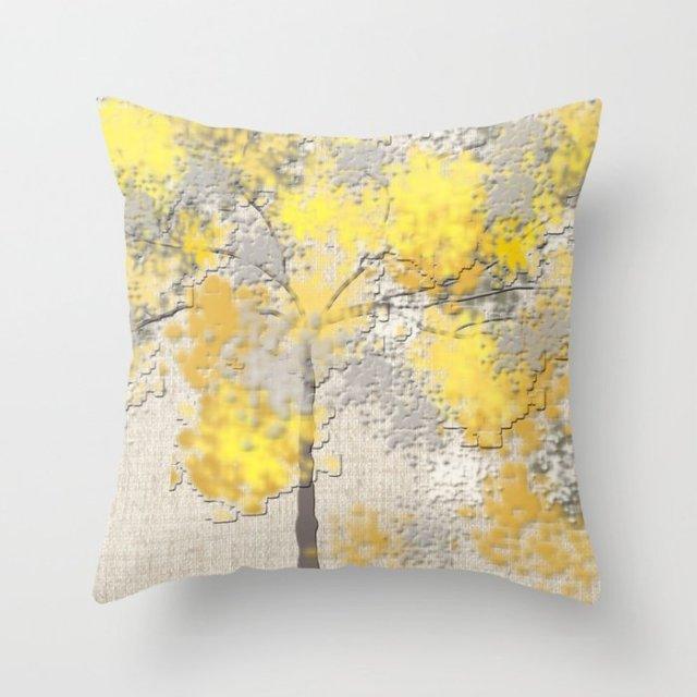 Summer Fashion Fresh Yellow Cute Pillows Case Geometry Yellow Pillow Case Cushion Cover Polyester Pillowcase Floral Cushion Case Modern Decorative Pillows For Bed Sofa Couch 45x45CM Stevvex