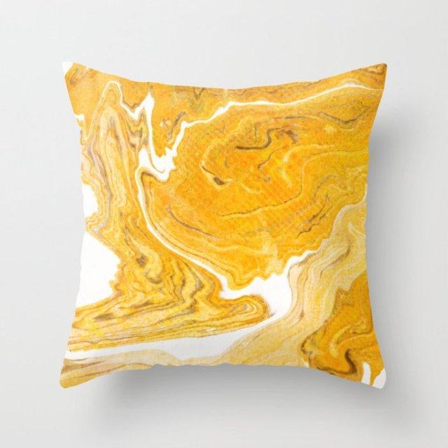 Summer Fashion Fresh Yellow Cute Pillows Case Geometry Yellow Pillow Case Cushion Cover Polyester Pillowcase Floral Cushion Case Modern Decorative Pillows For Bed Sofa Couch 45x45CM Stevvex