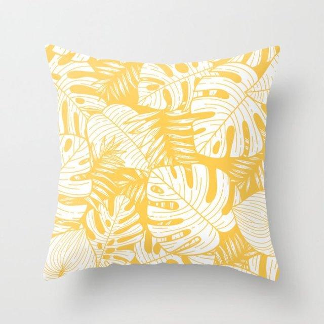 Summer Fashion Fresh Yellow Cute Pillows Case Geometry Yellow Pillow Case Cushion Cover Polyester Pillowcase Floral Cushion Case Modern Decorative Pillows For Bed Sofa Couch 45x45CM Stevvex