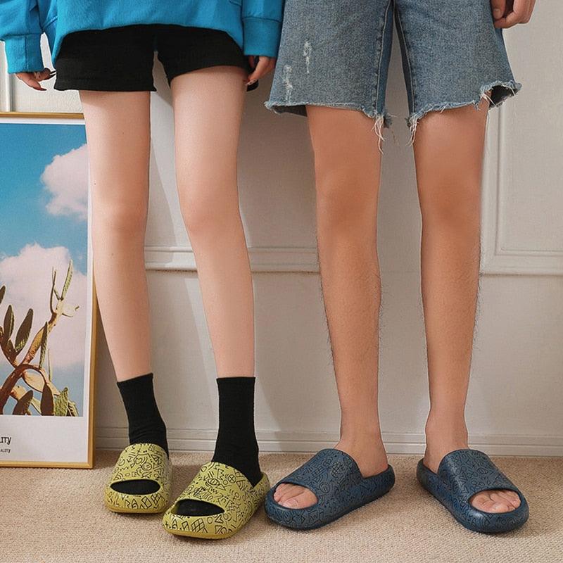 Summer Fashion Indoor Bathroom Slippers Thick Heel Indoor Slides Woman House Couples Shoes Slide Slippers For Women Anti Slip Quick Drying Sandals For Indoor And Outdoor Stevvex