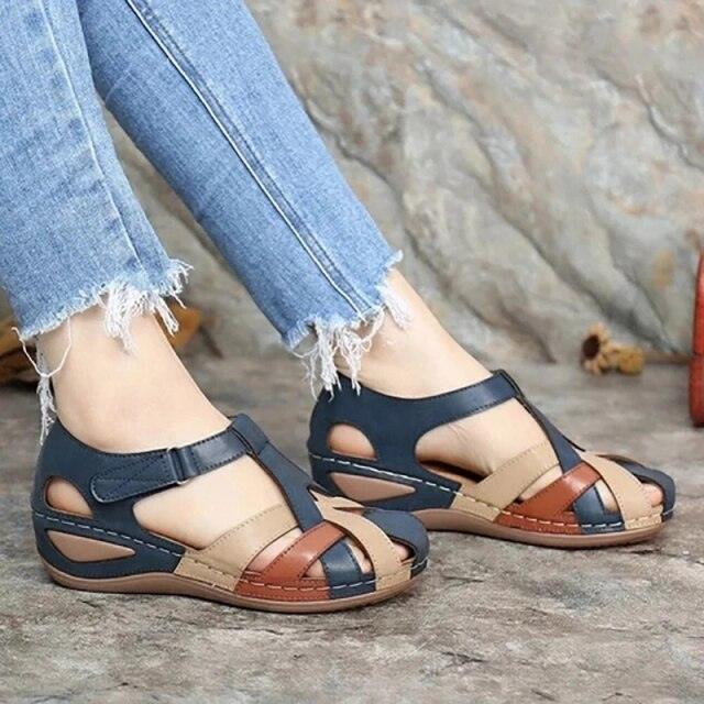 Summer Flat Sandal For Women Multicolor Handmade Retro Flowers Flip-Flops Women Slippers Cute Flat Summer Flats Sandals Women Strappy Flat Open Toe Sandals Stevvex