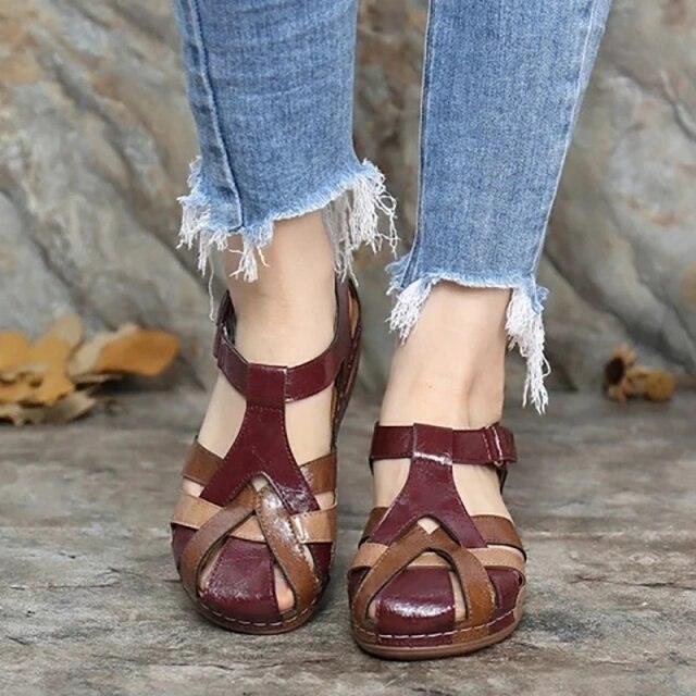 Summer Flat Sandal For Women Multicolor Handmade Retro Flowers Flip-Flops Women Slippers Cute Flat Summer Flats Sandals Women Strappy Flat Open Toe Sandals Stevvex