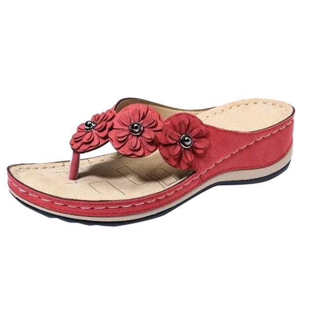 Summer Flat Sandal For Women Multicolor Handmade Retro Flowers Flip-Flops Women Slippers Cute Flat Summer Flats Sandals Women Strappy Flat Open Toe Sandals Stevvex