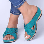 Summer Flat Sandal For Women Multicolor Handmade Retro Flowers Flip-Flops Women Slippers Cute Flat Summer Flats Sandals Women Strappy Flat Open Toe Sandals Stevvex