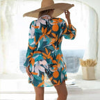 Summer Floral Print Bikini Swimsuit Women 3 Piece High-Waist Bikini Set Swimwear Female Push-Up Bathing Suit Tropical High Waist Wrap Swimsuit With Beach Cover Ups Soft And Breathable Summer Bikini