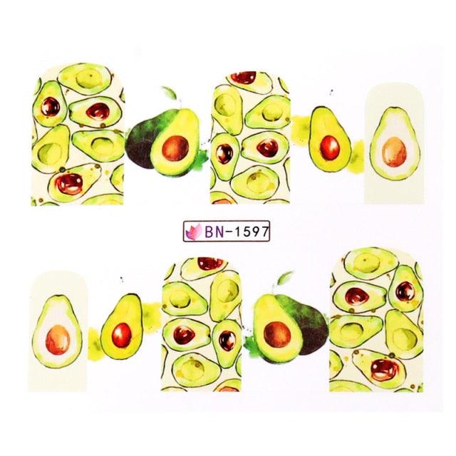 Summer Fruit Water Decals Kiwi Banana Strawberry Flower Alphabet Leaves Nail Art Stickers Wraps Slider Decorations 3D Fruit Nail Art Slices, Summer Fruit Slime Nail Supplies Nail Art Decorations Fruit Flakes Nail Accessories Stevvex